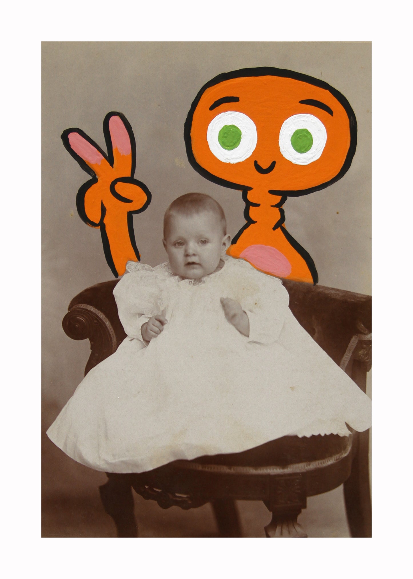 Phone Home Again- Original painted antique photo