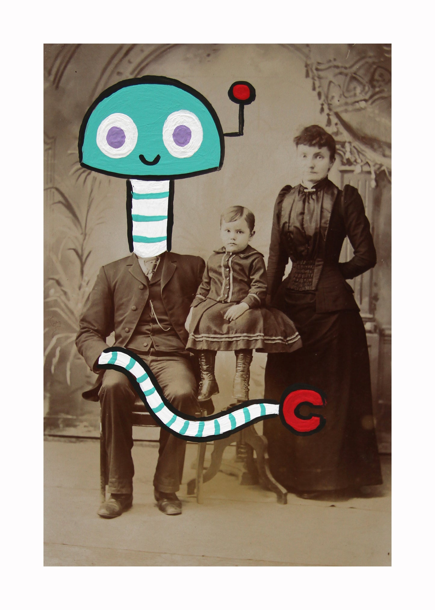 Robo Husband- Original painted antique photo