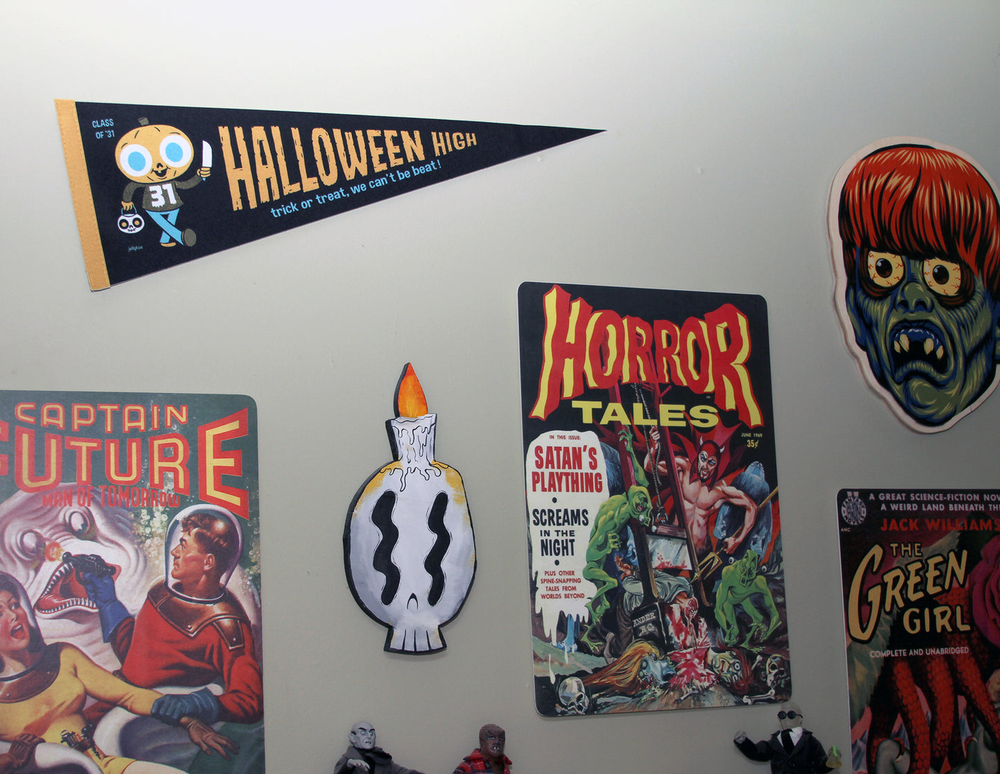"Halloween High" felt pennant flag