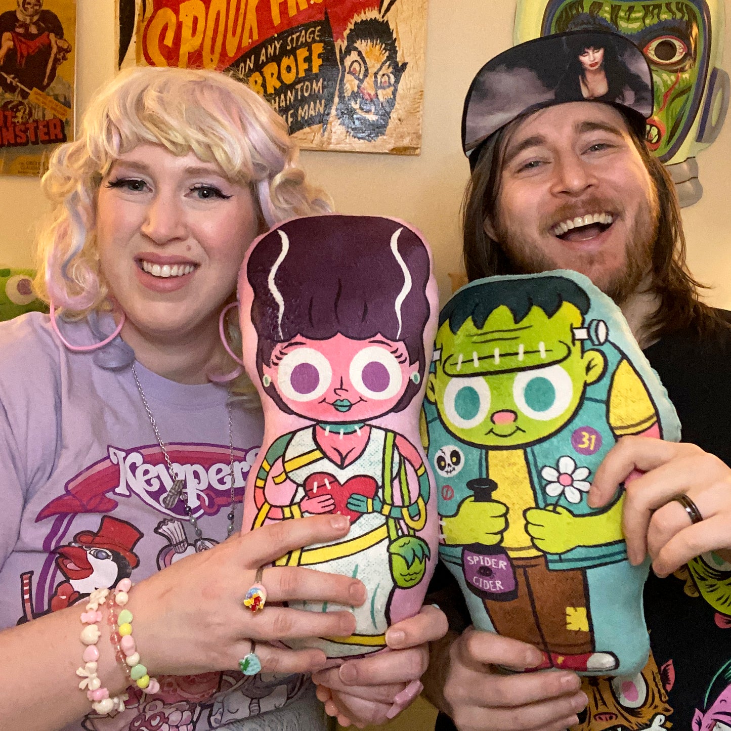 "Franky and The Bride" plush mega monster set