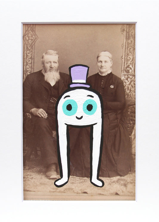 Fresno Nightcrawler with couple- Original painted antique photo