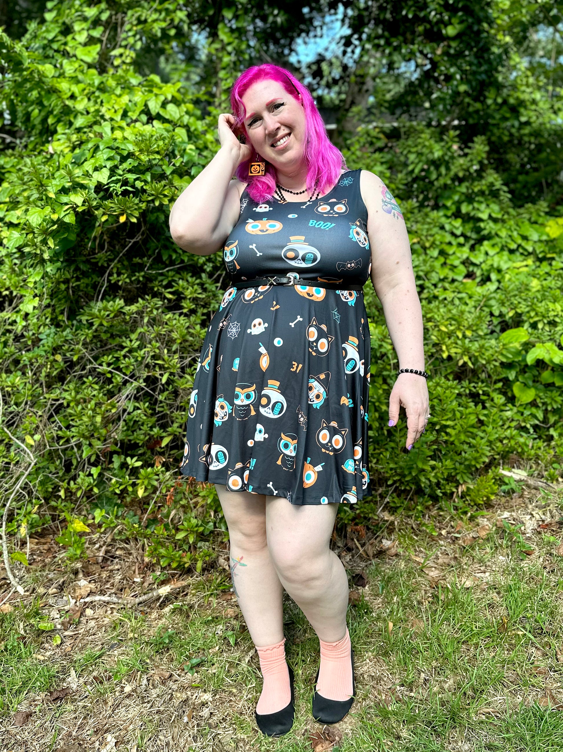polyester skater dress Floral Horse Skater Dress: Polyester Spandex Blend