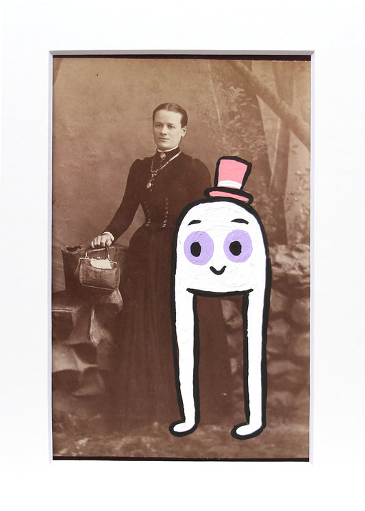 Fresno Nightcrawler with woman- Original painted antique photo