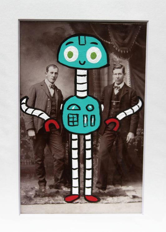 Build a Bot- Original painted antique photo
