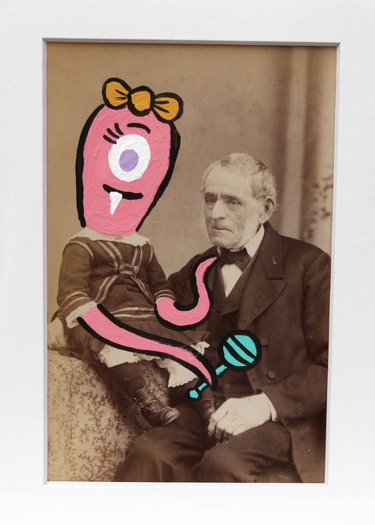Gramps- Original painted antique photo