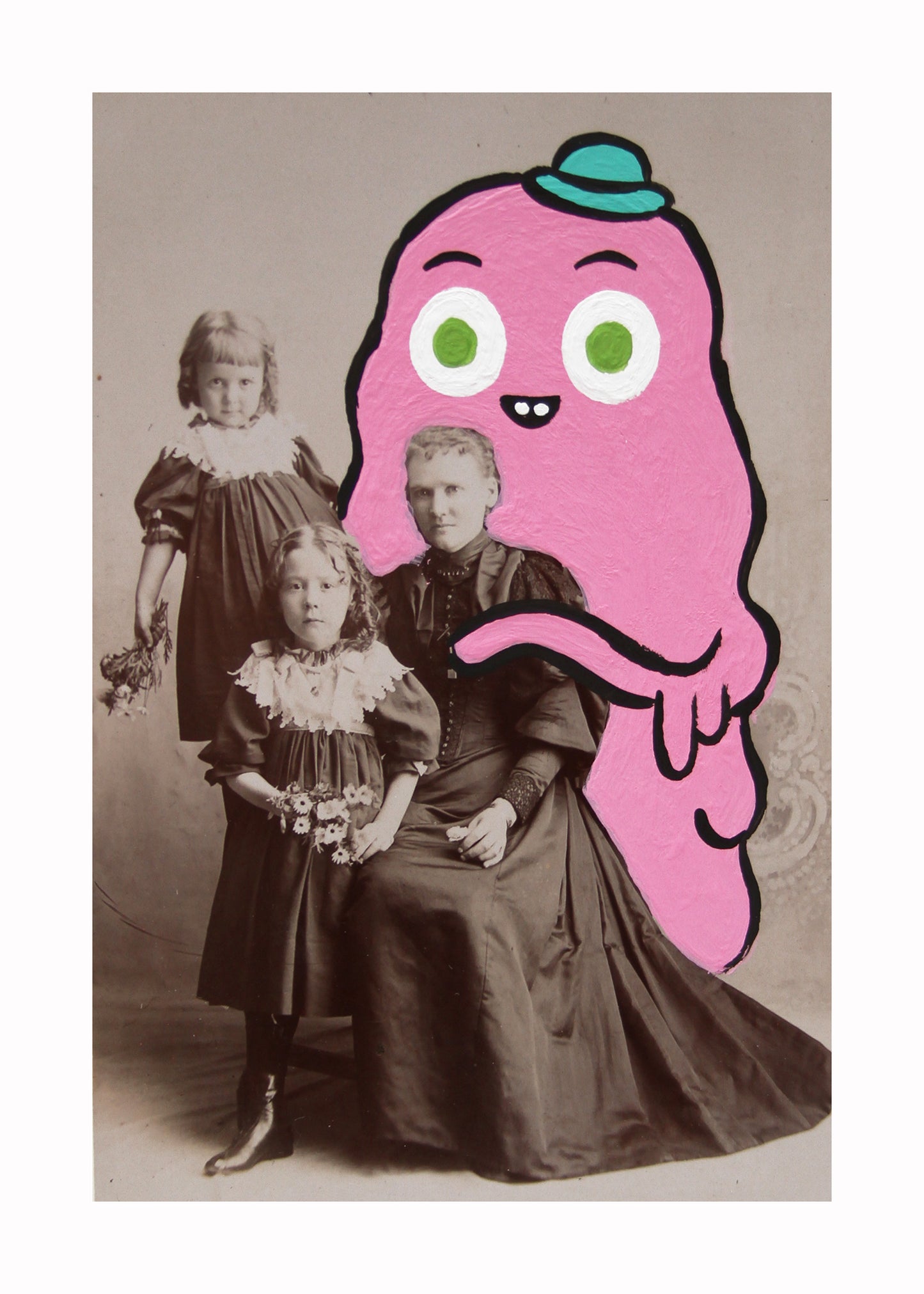 Blob Husband- Original painted antique photo