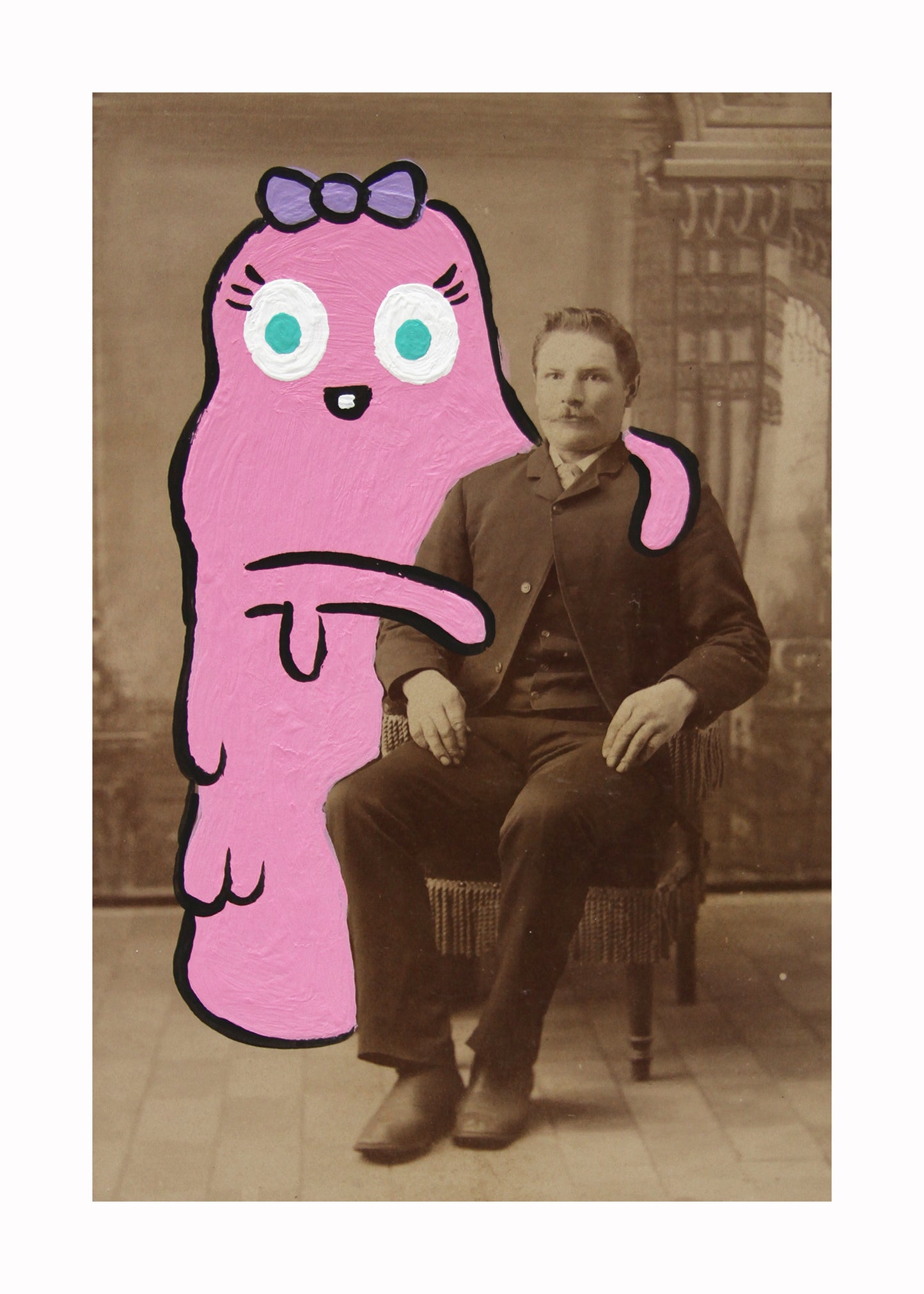 Blob Wife- Original painted antique photo