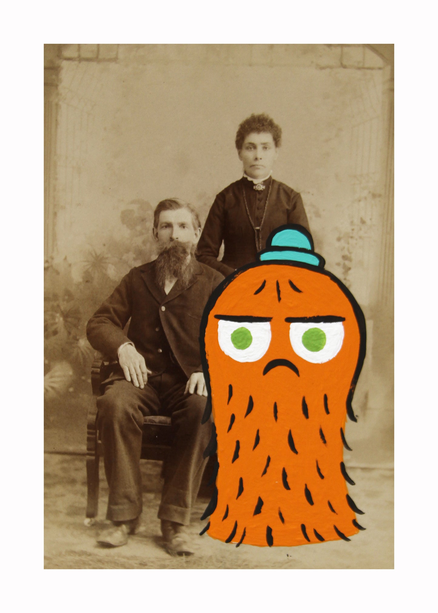 Cousin Furry- Original painted antique photo