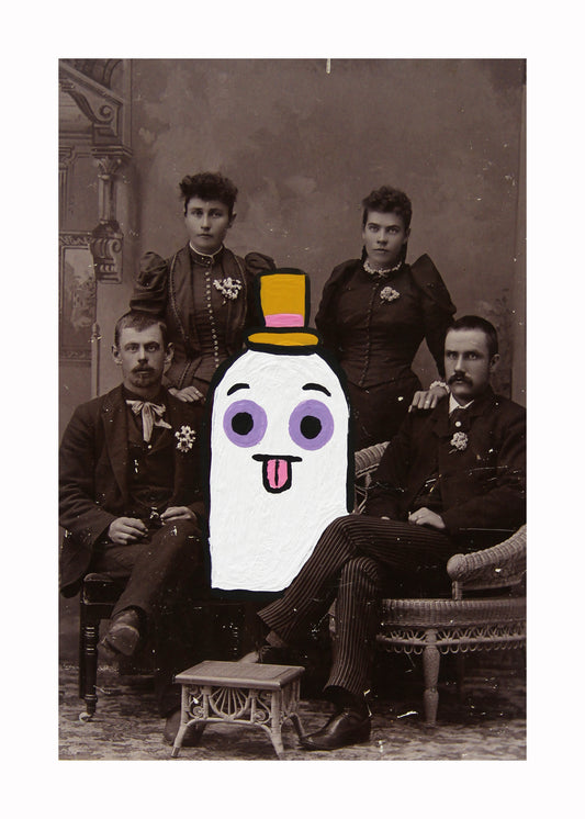 Family Ghost- Original painted antique photo