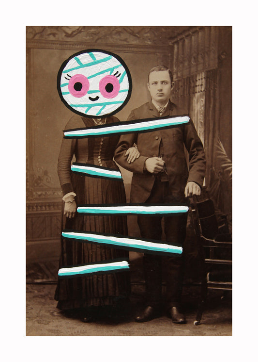 Mummy Wife- Original painted antique photo