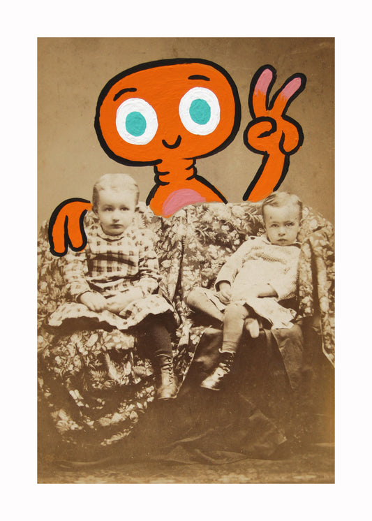 Phone Home - Original painted antique photo