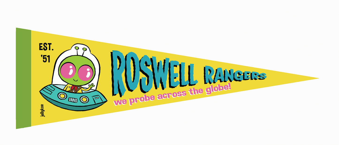 "Roswell" felt pennant flag