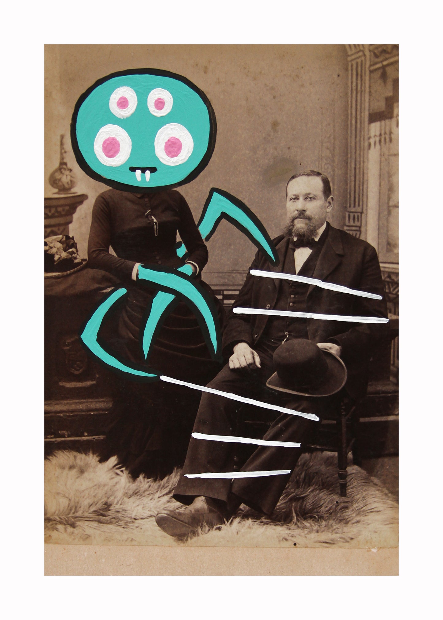 Spider Wife- Original painted antique photo