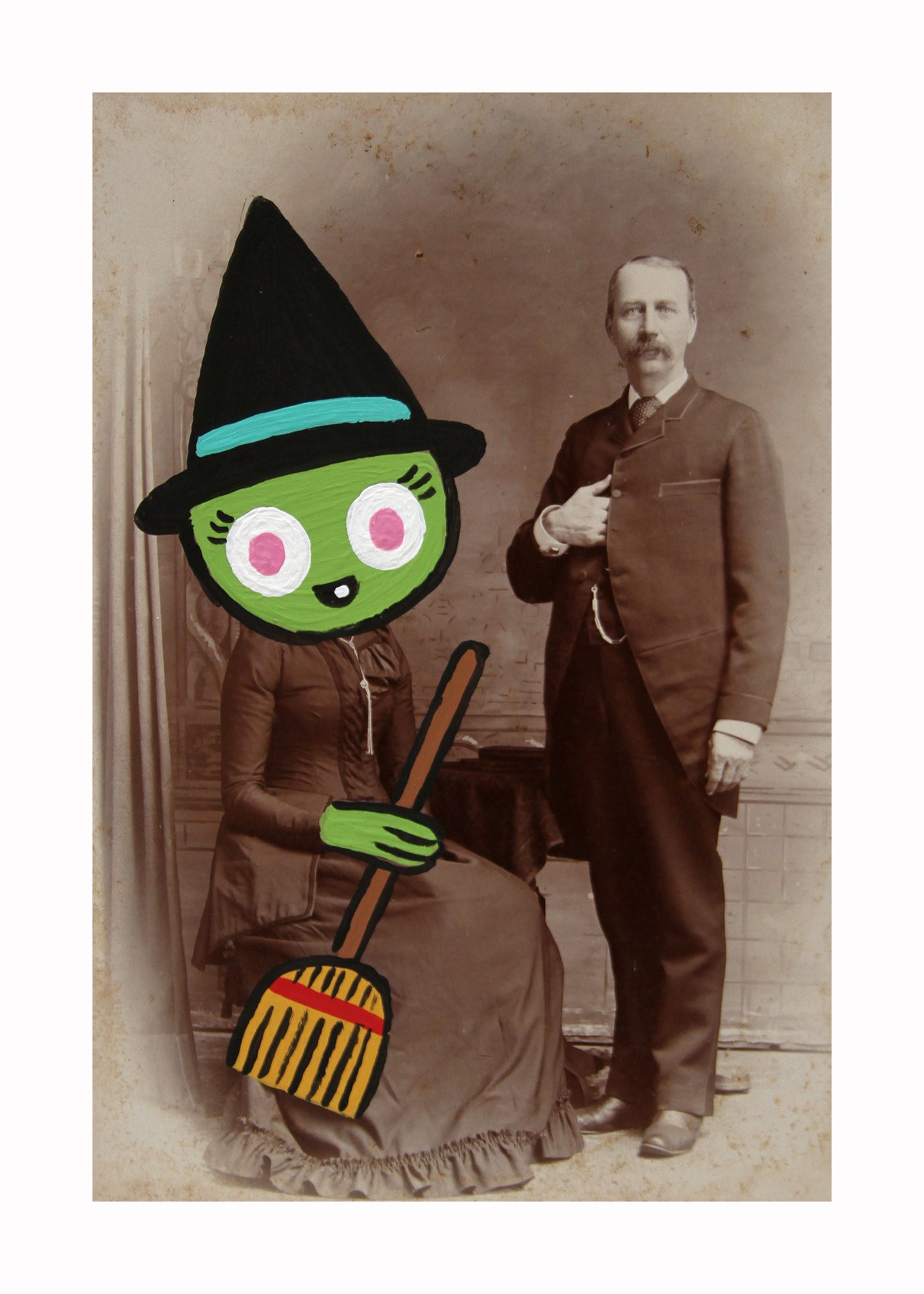 Witch Wife- Original painted antique photo