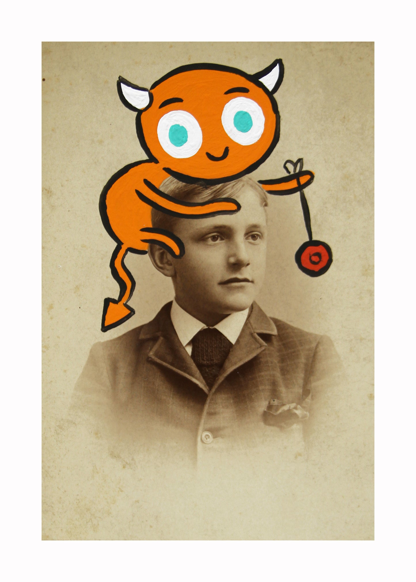 Yoyo- Original painted antique photo