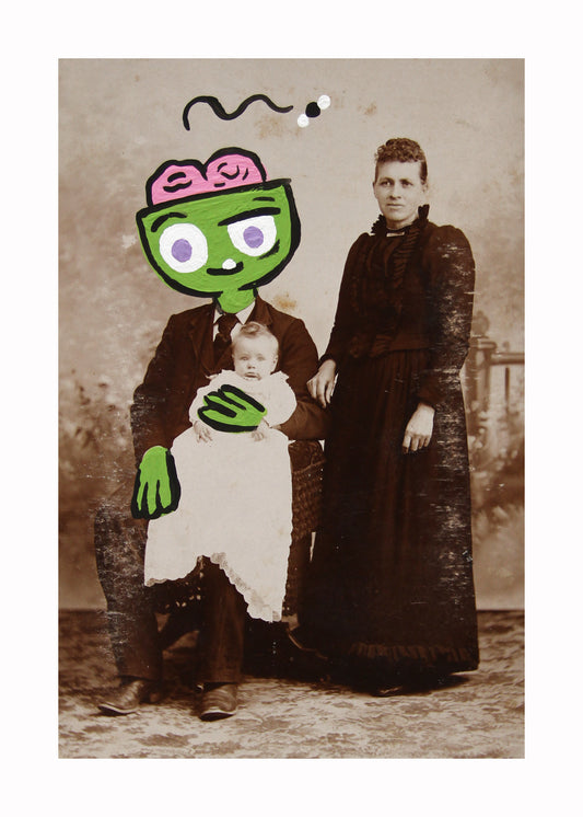 Zombie Husband - Original painted antique photo