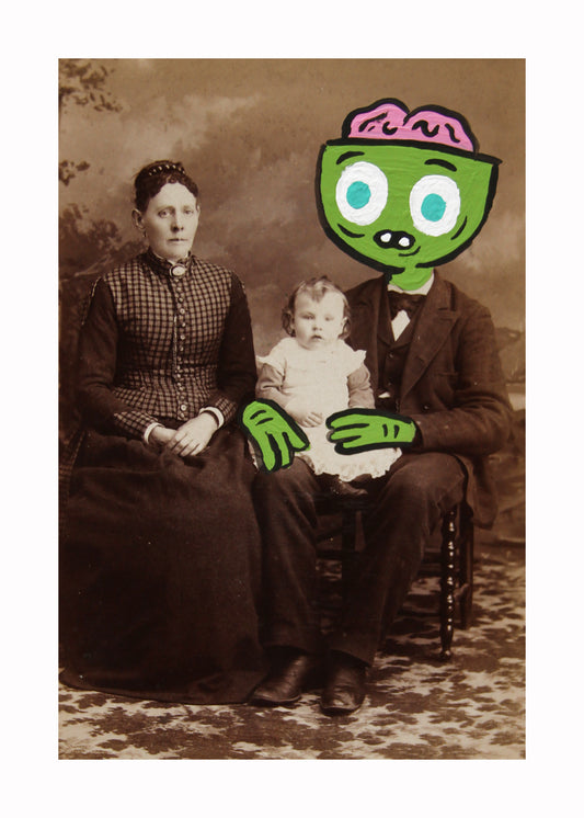 Zombie Husband 2- Original painted antique photo