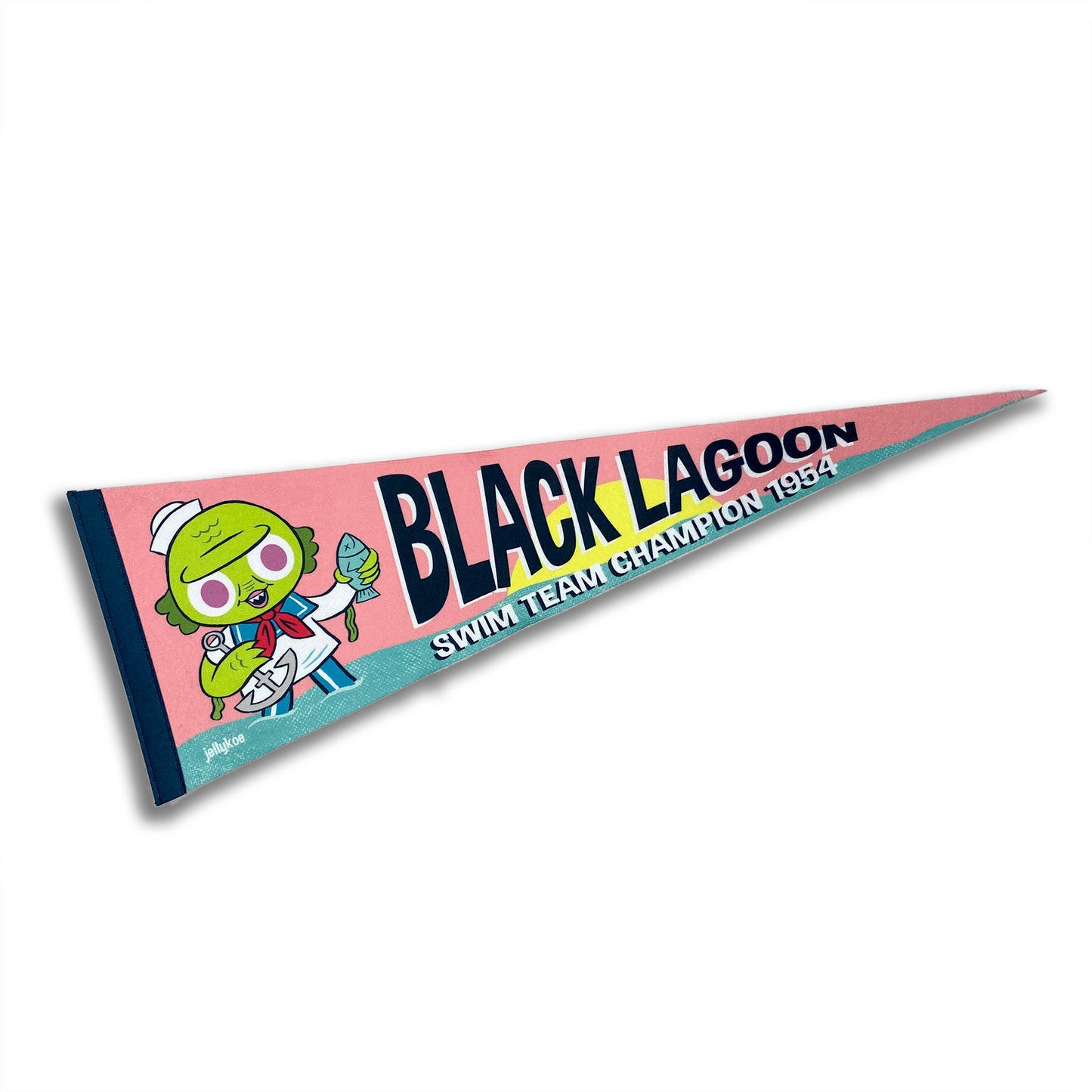"Black Lagoon Swim Team" felt pennant flag