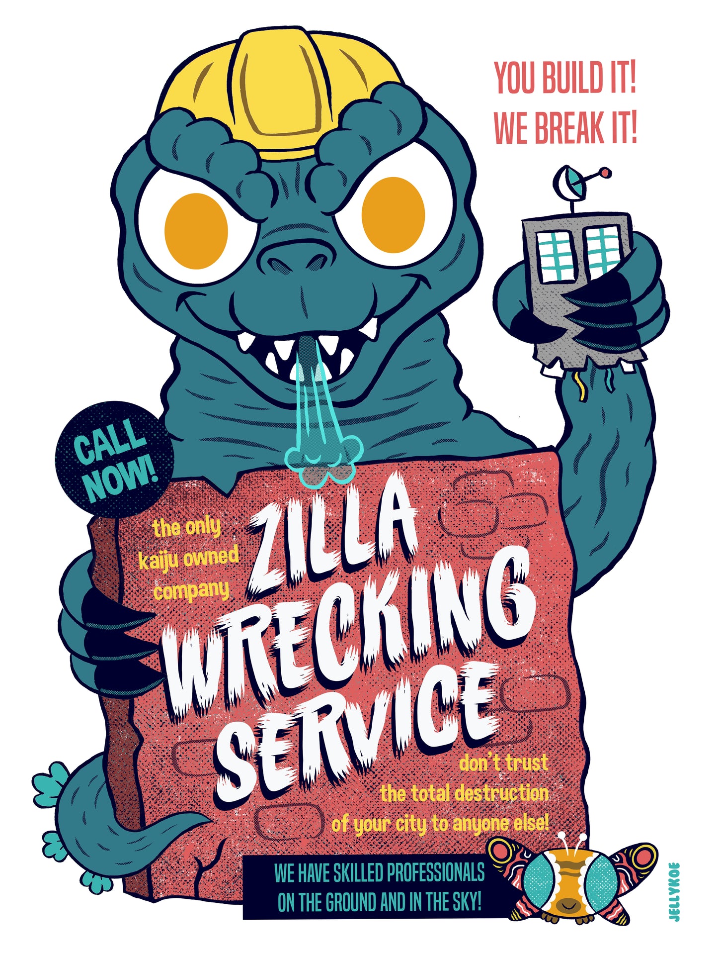"Zilla Wrecking Service" 12 x 16 poster print