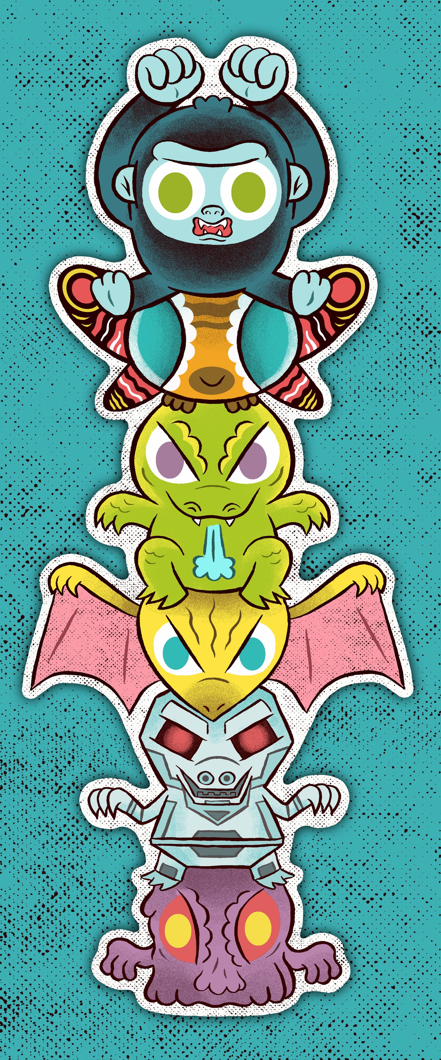 "Kaiju Stack" cutout print