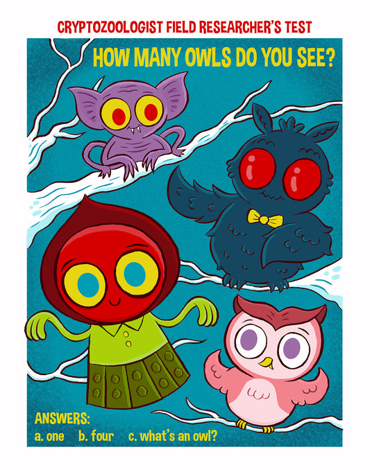 "Owl Exam" 12x16 poster